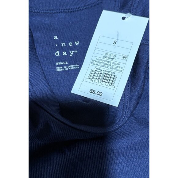 Womens Slim Fit Ribbed High Neck Tank Top - A New Day - Navy Blue Size S - Picture 4 of 8